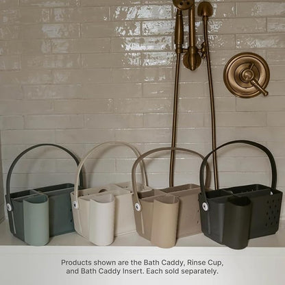 Parker Baby Bath Caddy | BPA Free & Food Grade Shower Caddy Organizer for Toys & Supplies | Quick-Dry, Sturdy & Perfect Size Shower Basket w/Handle in Neutral Colors