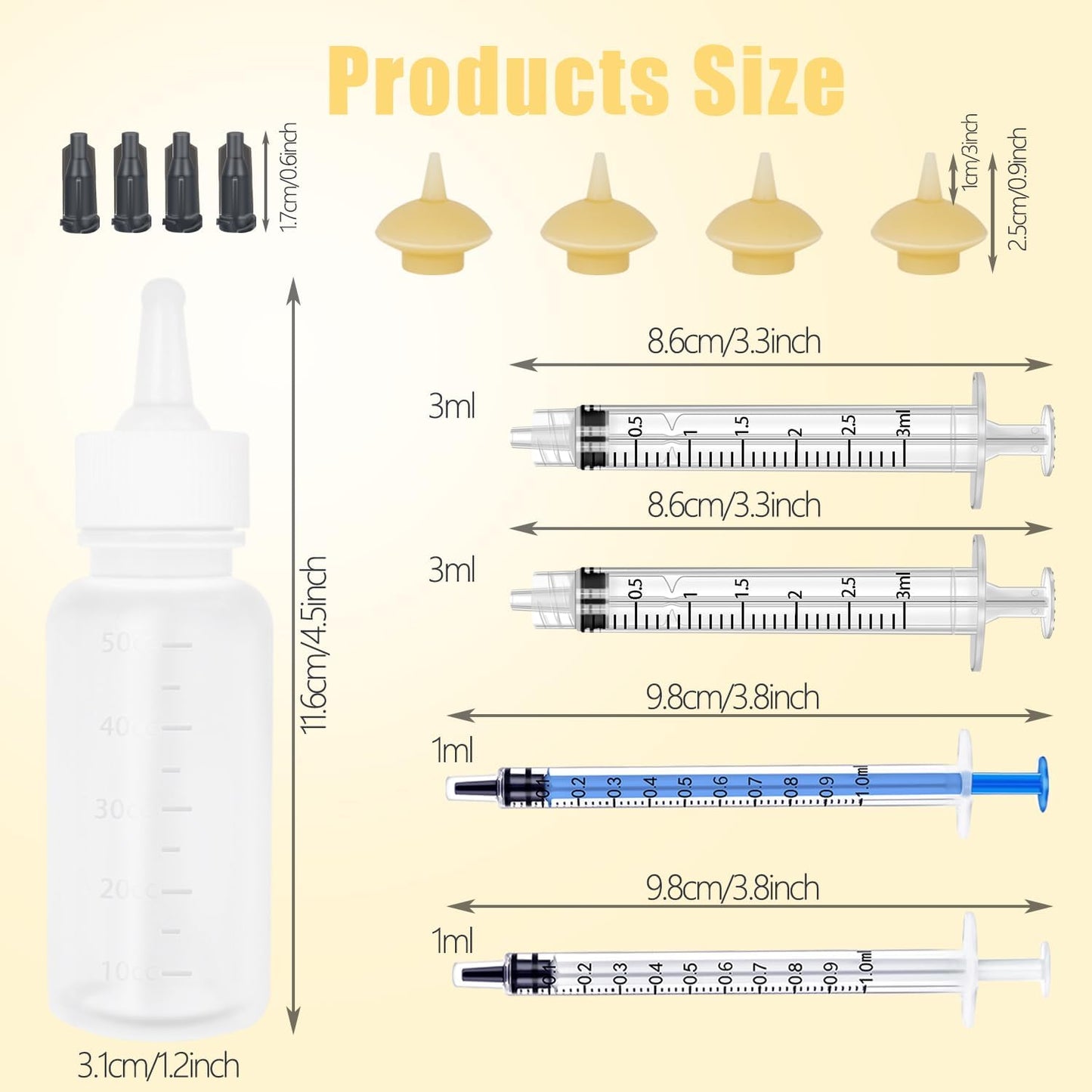 Pet Feeding Bottle and Syringes with Nipples for Small Cat Dog Animals (Model 1)