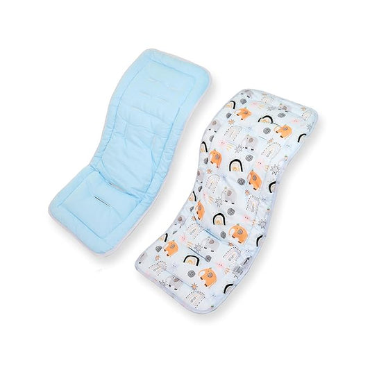 Baby Stroller Cushion, Baby Stroller Seat Liners Universal Stroller Liner, 100% Cotton Breathable and Soft Reversible Toddler Infant Car Seat Insert 34x78cm 1 Pack (Rainbow Elephant)