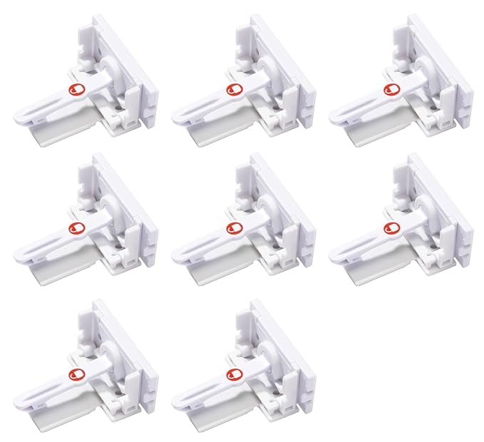 Safety 1st - Secure-to-Explore Adhesive Cabinet Locks Baby Proofing, Child Locks for Cabinets and Drawers (8 Locks), White