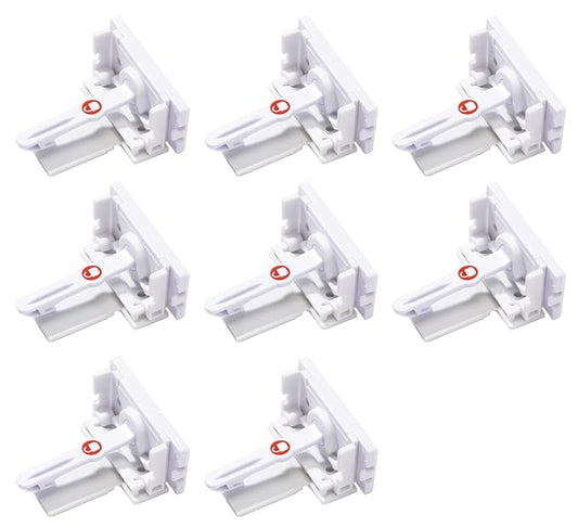 Safety 1st - Secure-to-Explore Adhesive Cabinet Locks Baby Proofing, Child Locks for Cabinets and Drawers (8 Locks), White