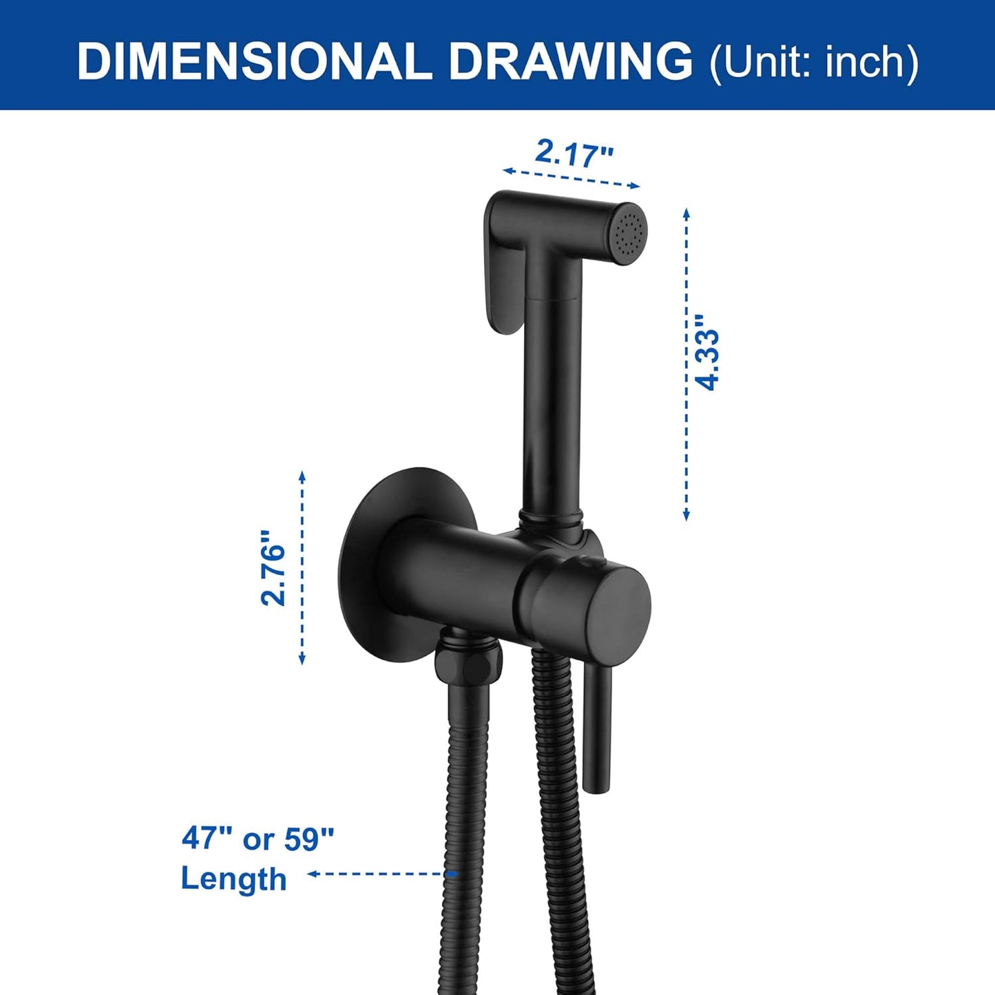 SHAMANDA Handheld Bidet Sprayer for Toilet, Stainless Steel Baby Cloth Diaper Sprayer Kit, Bathroom Toilet Bidet Attachment Set for Bathing Pets Feminine Hygiene, Matte Black BDS01-7