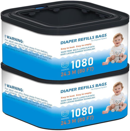 Standard Square Refills Disposal Bags Refill Compatible with Diaper Genie Compact, Select (Not Fit Classic Version Pails), Hold Up to 165 Newborn-Sized Diapers Per Refill, 6 Packs