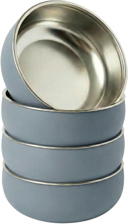 Monkey Proof™ Non-Toxic Stainless Steel Child Bowl 5” with Non-Slip Silicone Shell, Multi-color, (Set of 4 bowls) Unbreakable, Mess Free Feeding for Babies, Toddlers, Kids, BPA free