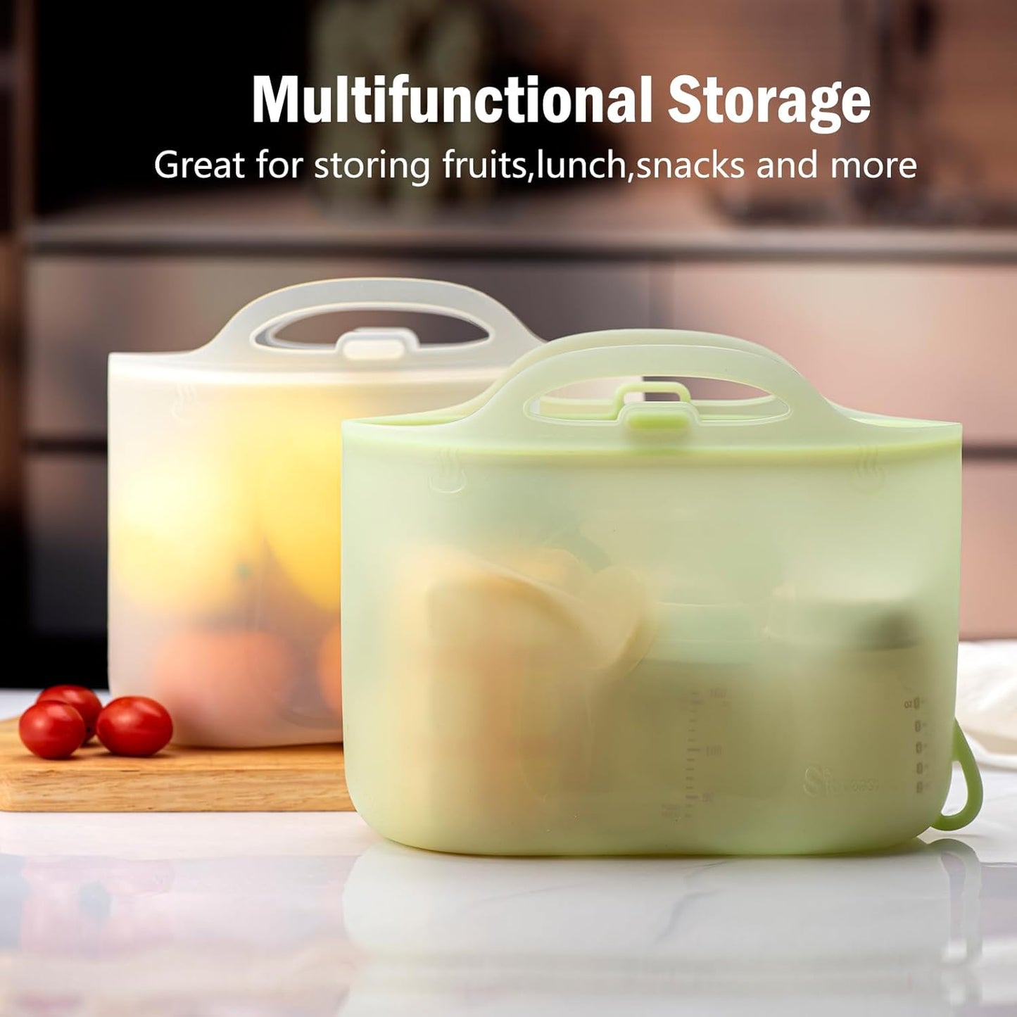 Silicone Travel Bottle Sterilizer Bags | 2000ml Microwave Steam Sterilizer Bags for Baby Bottles, Breast Pump & Pacifiers, Reusable Steam Sterilizing Bags for Travel and Home Use (Clear+Green)