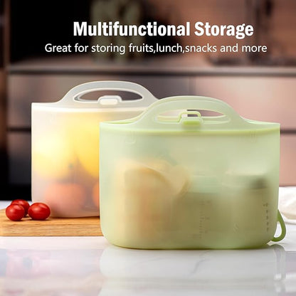 Silicone Travel Bottle Sterilizer Bags | 2000ml Microwave Steam Sterilizer Bags for Baby Bottles, Breast Pump & Pacifiers, Reusable Steam Sterilizing Bags for Travel and Home Use (Clear+Green)