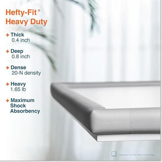 Roving Cove HeftyFit Edge Corner Protector Baby Proofing (Large 18ft Edge 8 Corners), Heavy-Duty, Soft NBR Rubber Foam, Furniture Fireplace Safety Bumper Guard, 3M Adhesive, Stone Grey
