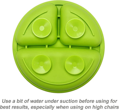 PandaEar 3 Pack Divided Unbreakable Silicone Baby and Toddler Plates - Non-Slip - Microwave Safe - Silicone (Pink Green Light Tan)