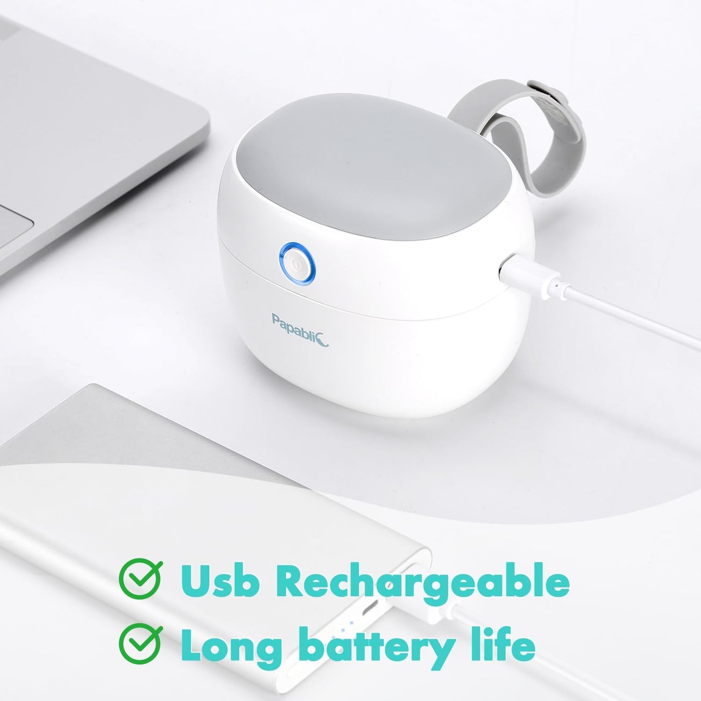 Papablic Portable Pacifier Sanitizer, UV Light Sanitizer Case On The Go for Baby Health, USB Rechargeable Mini Travel Sanitizer Box, 99.99% Cleaned in 59 Seconds