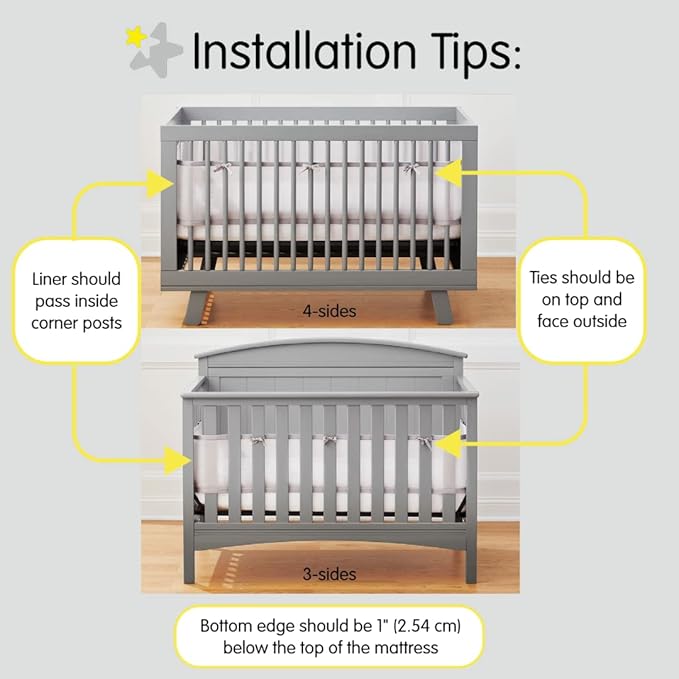 BreathableBaby Breathable Mesh Liner for Full-Size Cribs, Classic 3mm Mesh, Navy (Size 4FS Covers 3 or 4 Sides)