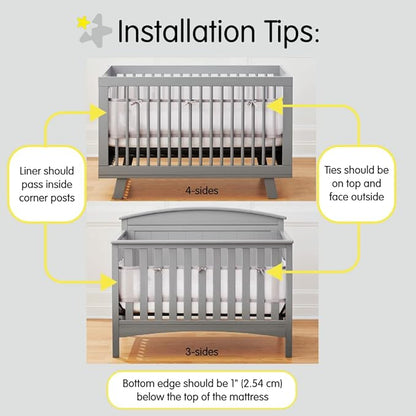 BreathableBaby Breathable Mesh Liner for Full-Size Cribs, Classic 3mm Mesh, Gray Chevron (Size 4FS Covers 3 or 4 Sides)