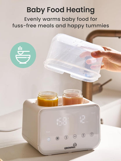 GROWSNY Fast Baby Bottle Warmer, 12-in-1 Milk Warmer with Steam and Water Bath Warming Modes for Breastmilk &Formula, Food Heating,with Thaw, Steri-lize, Egg Boil Function, Fits Most Types of Bottles