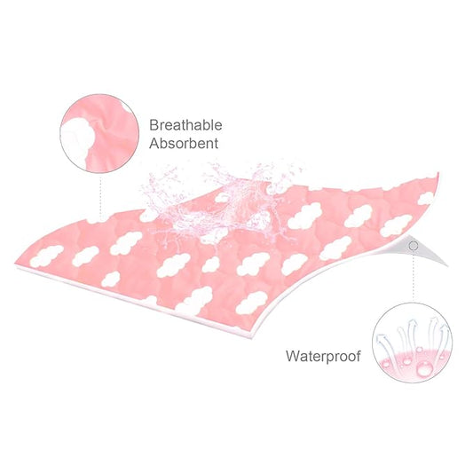 Pack and Play Mattress Protector Sheets Fitted Waterproof Playard Mattress Pad Cover, Compatible with Graco Pack n Play & Dream On Me & Pamo Babe, Playpen/Playard Sheet, Pink Cloud, 39" x 27"
