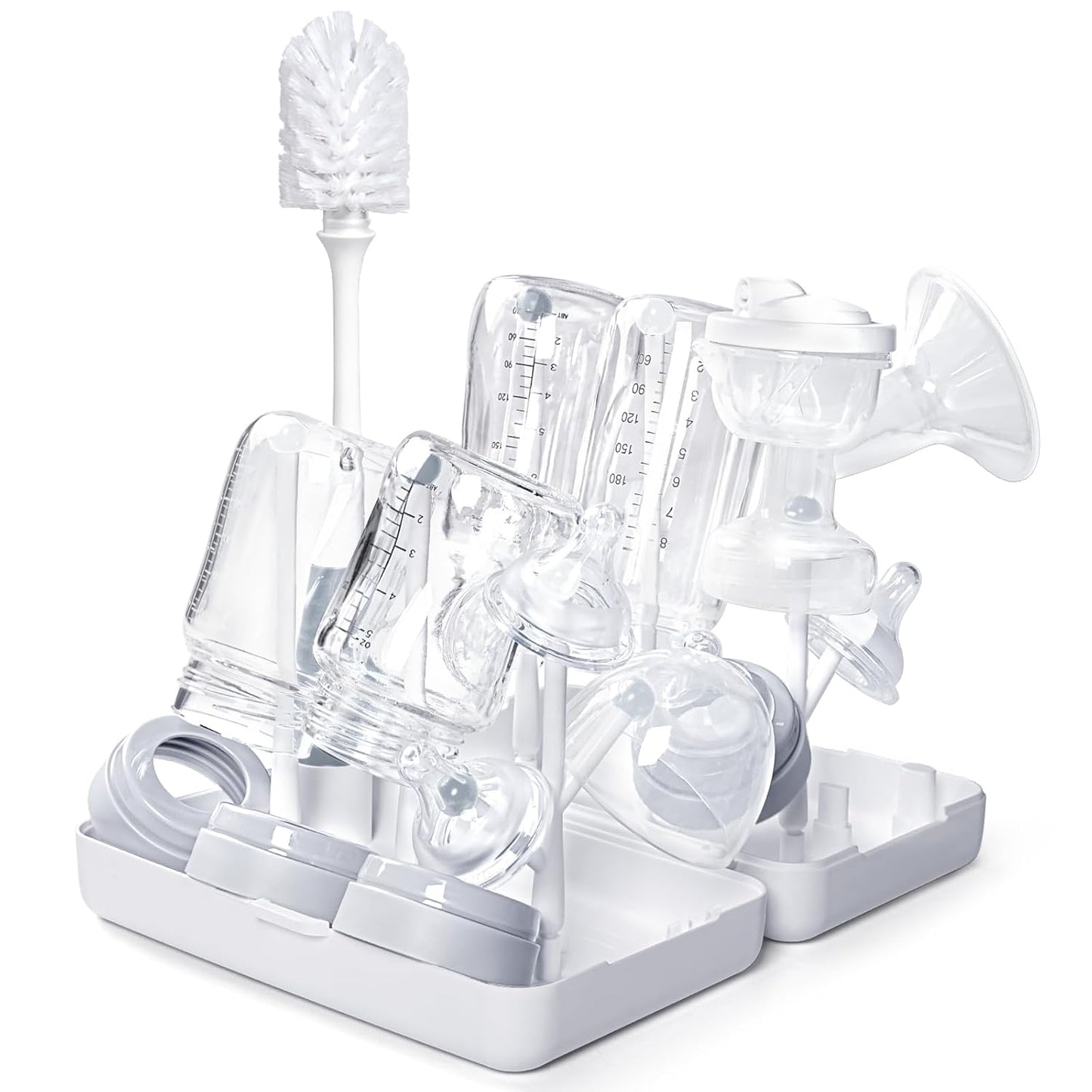 Baby Bottle Drying Rack with Tray, Termichy High Capacity Bottle Dryer Holder for Bottles, Teats, Cups, Pump Parts and Accessories, Gray