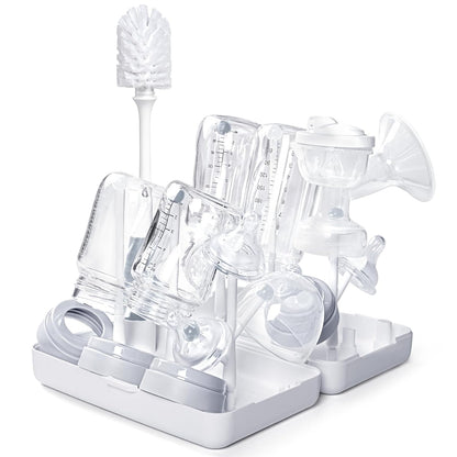 Baby Bottle Drying Rack with Tray, Termichy High Capacity Bottle Dryer Holder for Bottles, Teats, Cups, Pump Parts and Accessories, Gray