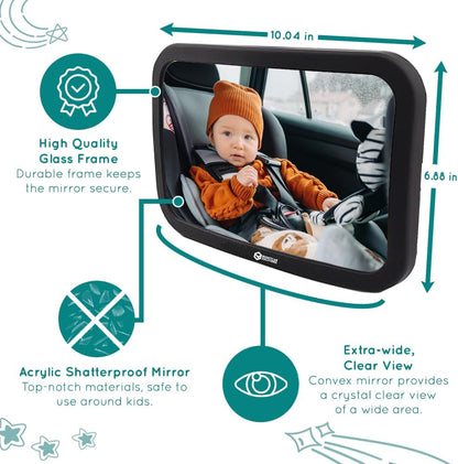 Rightcar Solutions Baby Car Mirror for Infant & Newborn | Rear Facing Car Seat Mirror | Shatterproof, Wide Crystal Clear View.