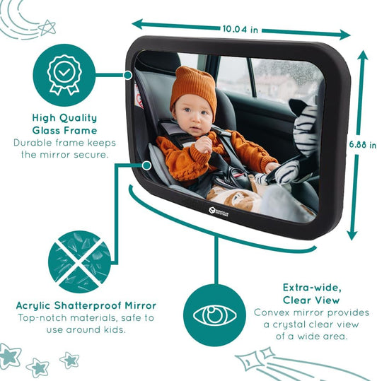 Rightcar Solutions Baby Car Mirror for Infant & Newborn | Rear Facing Car Seat Mirror | Shatterproof, Wide Crystal Clear View.