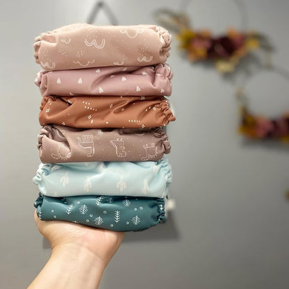 Mama Koala 3.0 Pocket Cloth Diapers for Babies with AWJ Lining, 6 Pack with 6 4-Layer Natural Cloth Diaper Inserts - Reusable and Washable Pocket Diapers(Hardworking Bees) - Colors B