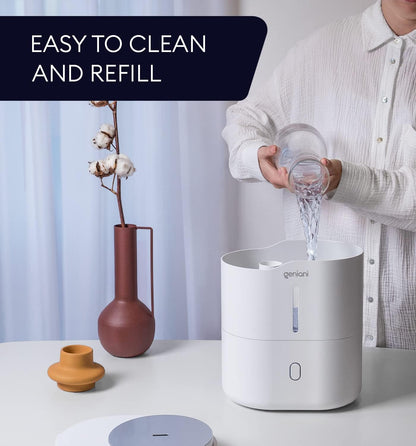 GENIANI Portable Cool Mist Humidifiers for Bedroom & Office - Ultrasonic Humidifier for Home, Baby, Small Room with Auto Shut Off, 250ML Easy to Clean Water Tank