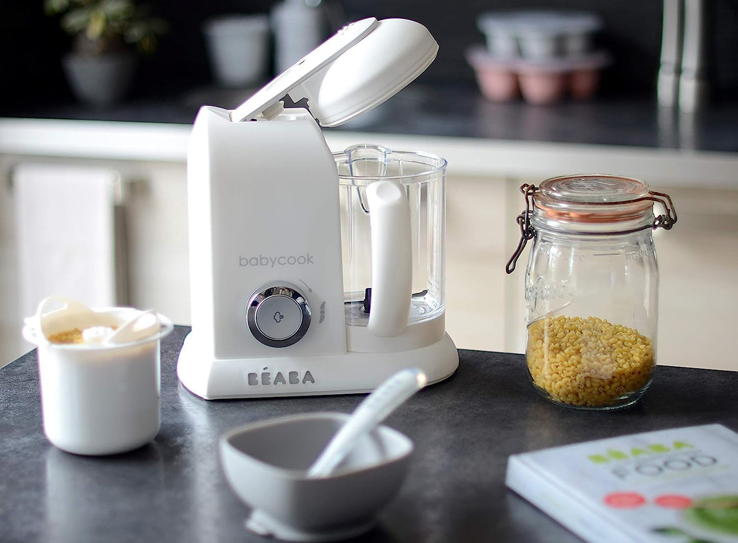 BEABA Babycook Solo Duo Rice Pasta and Grain Insert, Baby Food Maker, Baby Food Processor, Baby Food Blender, Baby Food Steamer, Homemade Baby Food, Make Fresh Healthy Baby Food at Home, White