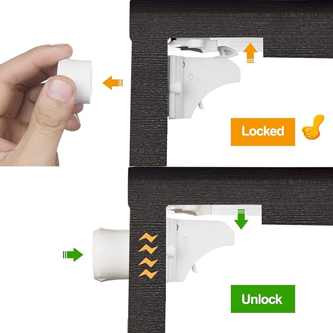 Vmaisi Baby Proofing Magnetic Cabinet Locks (9 Locks and 2 Keys)