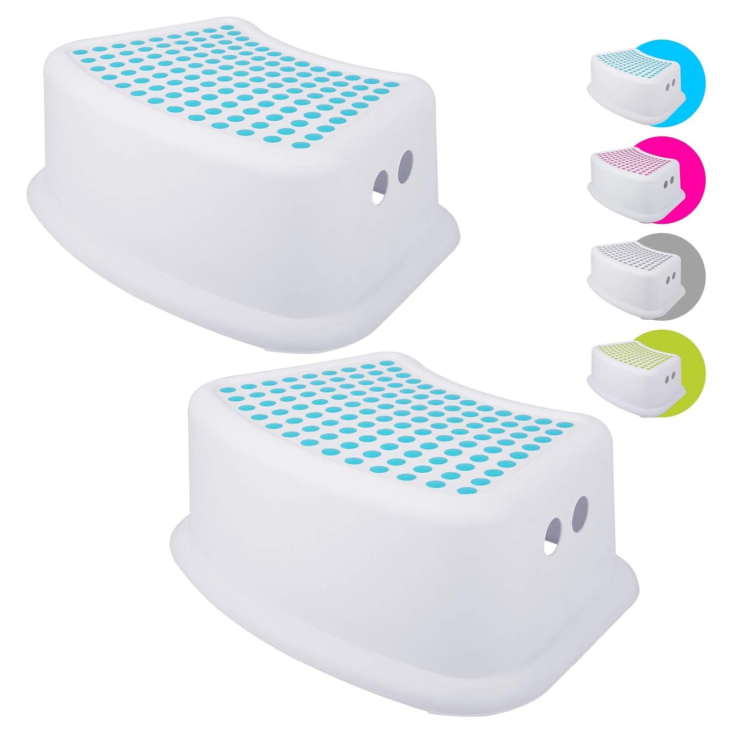 Step Stool for Kids (2 Pack), Toddlers Stool for Potty Training, Bathroom, Kitchen, Bedroom, Toy Room and Living Room. Toilet Stools with Soft Anti-Slip Grips for Safety, Stackable (Grey)