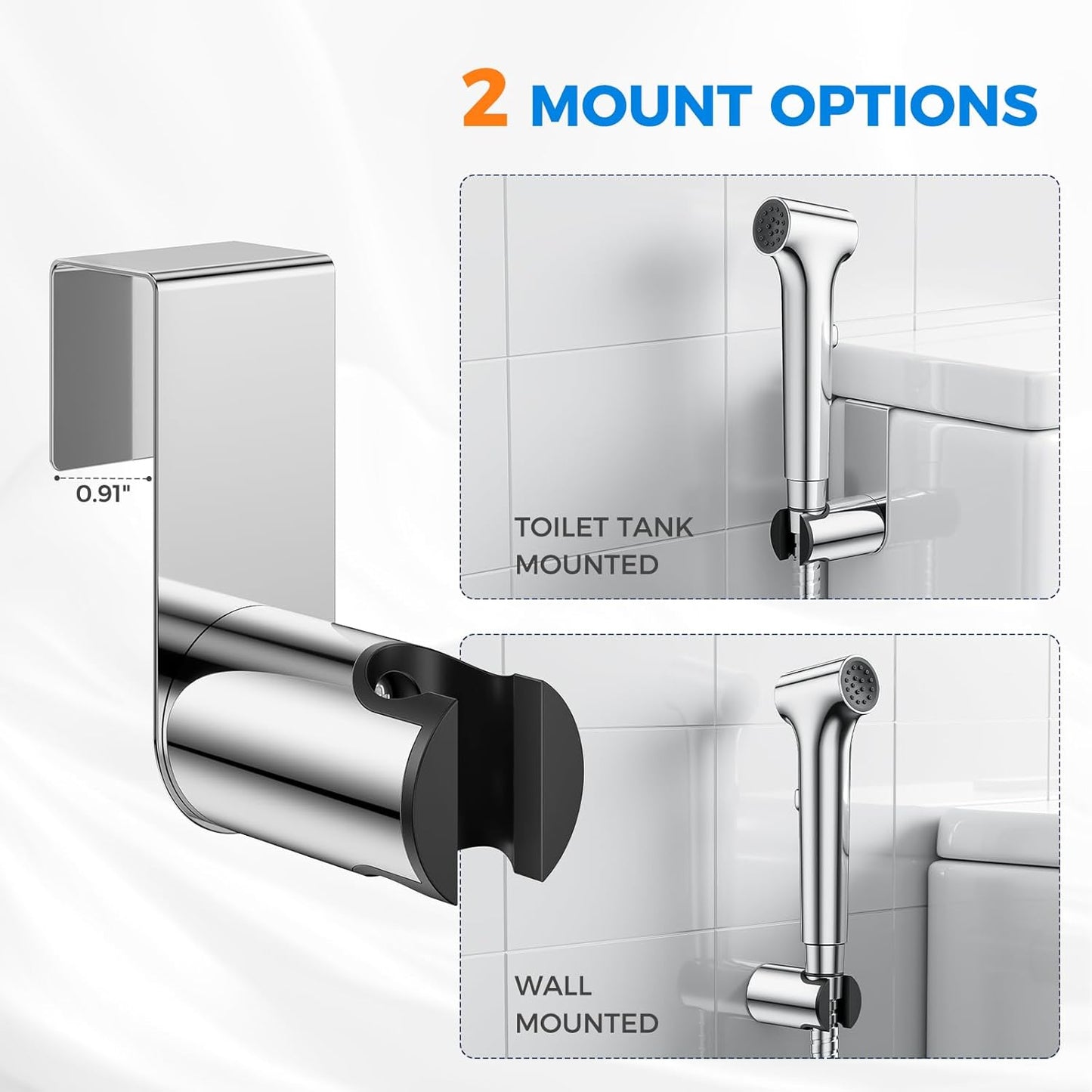 Handheld Bidet Sprayer for Toilet, Hurran New Premium Muslim Shower Toiletbidet Cloth Diaper Sprayer Set, Precise Adjustable Water Pressure Control with Bidet Hose for Feminine Wash, Chrome
