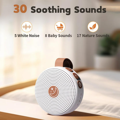 Battery Sound Machine Mini White Noise Machine Baby Shushing Portable Brown Noise Machine 30 Soothing Sounds for Kids Adults Dogs Auto-Off Timer 32 Volume Levels Sleep Machine for Home Office Privacy
