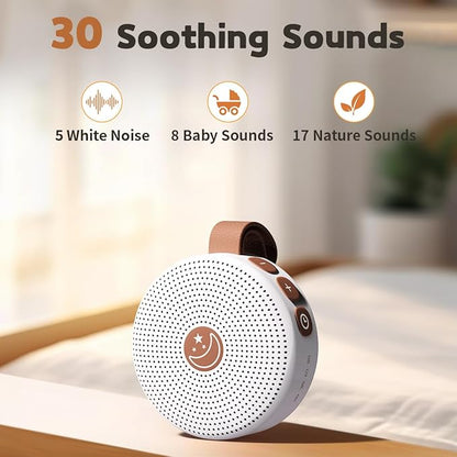Battery Sound Machine Mini White Noise Machine Baby Shushing Portable Brown Noise Machine 30 Soothing Sounds for Kids Adults Dogs Auto-Off Timer 32 Volume Levels Sleep Machine for Home Office Privacy