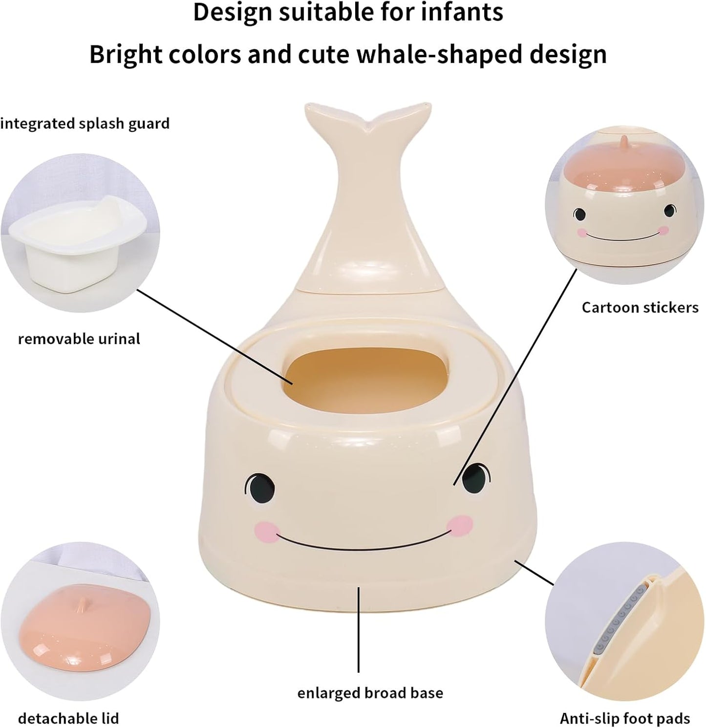 Potty Seat Baby Training Chair Boys Girls Toddler Whale Comfortable children 1-5 years old Baby toilet Animal seat with lid back potty trainer (Pink)