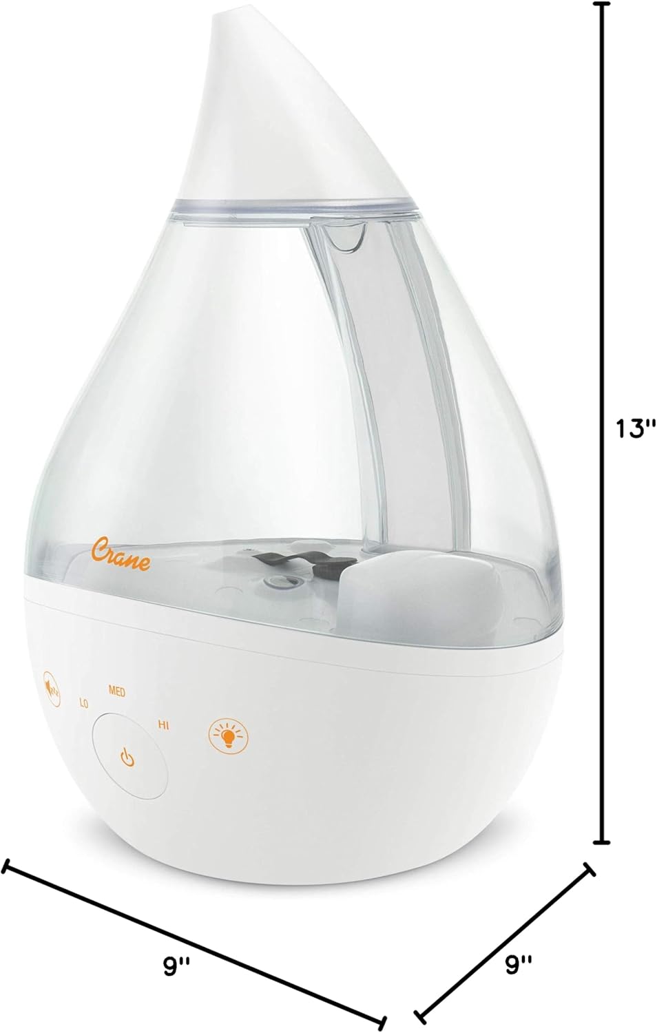 Crane 4-in-1 Drop 2.0 Ultrasonic Cool Mist Humidifier with Sound Machine, Night Light, Aroma Tray, 1 Gallon Top Fill, Blue & White