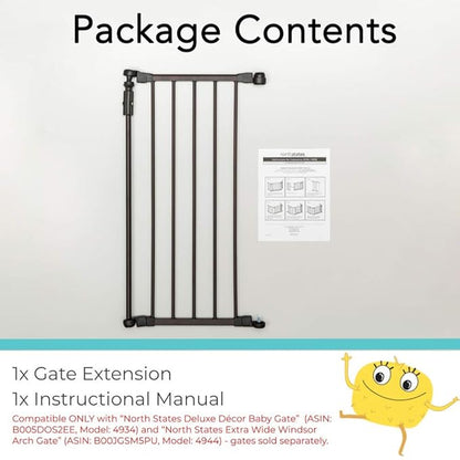 Toddleroo by North States - 6-Bar Extension for Deluxe Décor Gate: 15 Inch Baby Gate Extension - Add Up to 6 Extenders - Matte Bronze