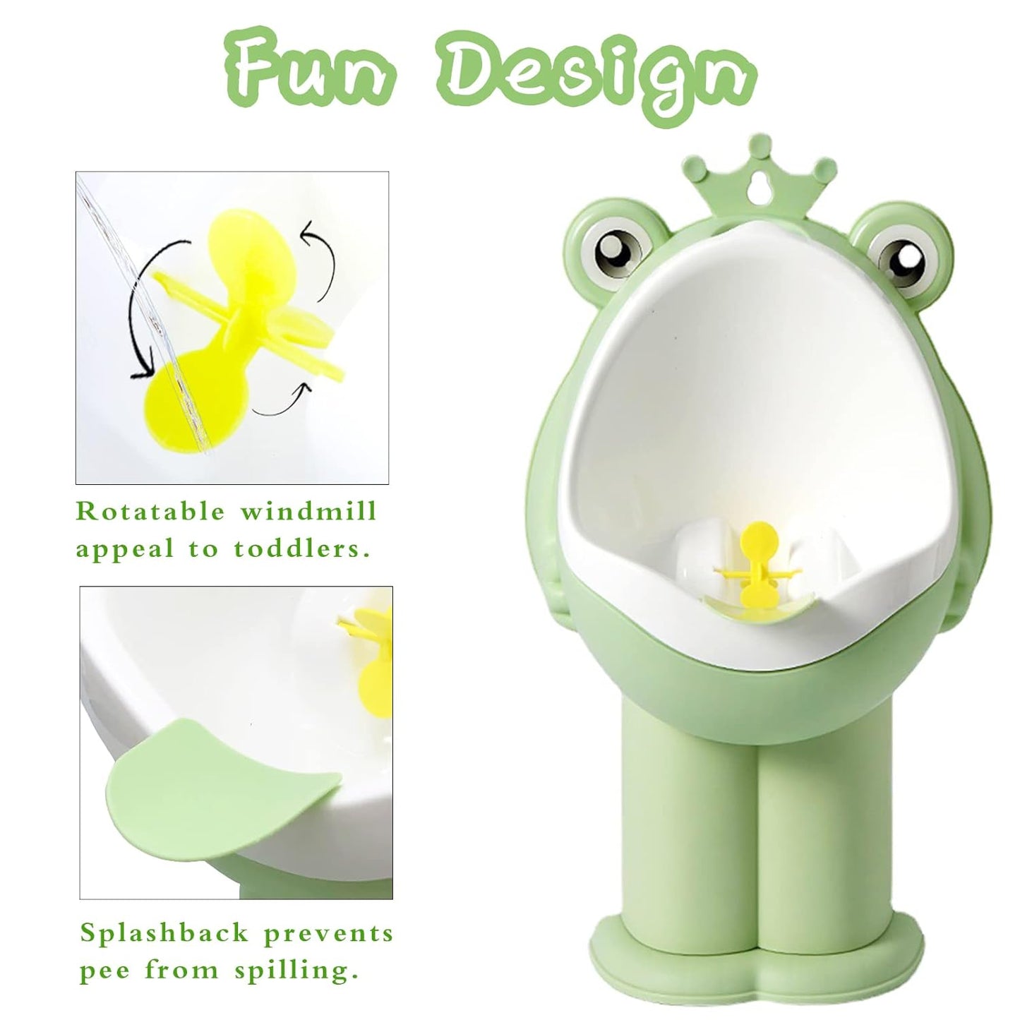 Frog Pee Training,Potty Training Urinal for Boys Kids Toddler Standing Urinal Wall-Mounted Toilet with Funny Aiming Target,Green