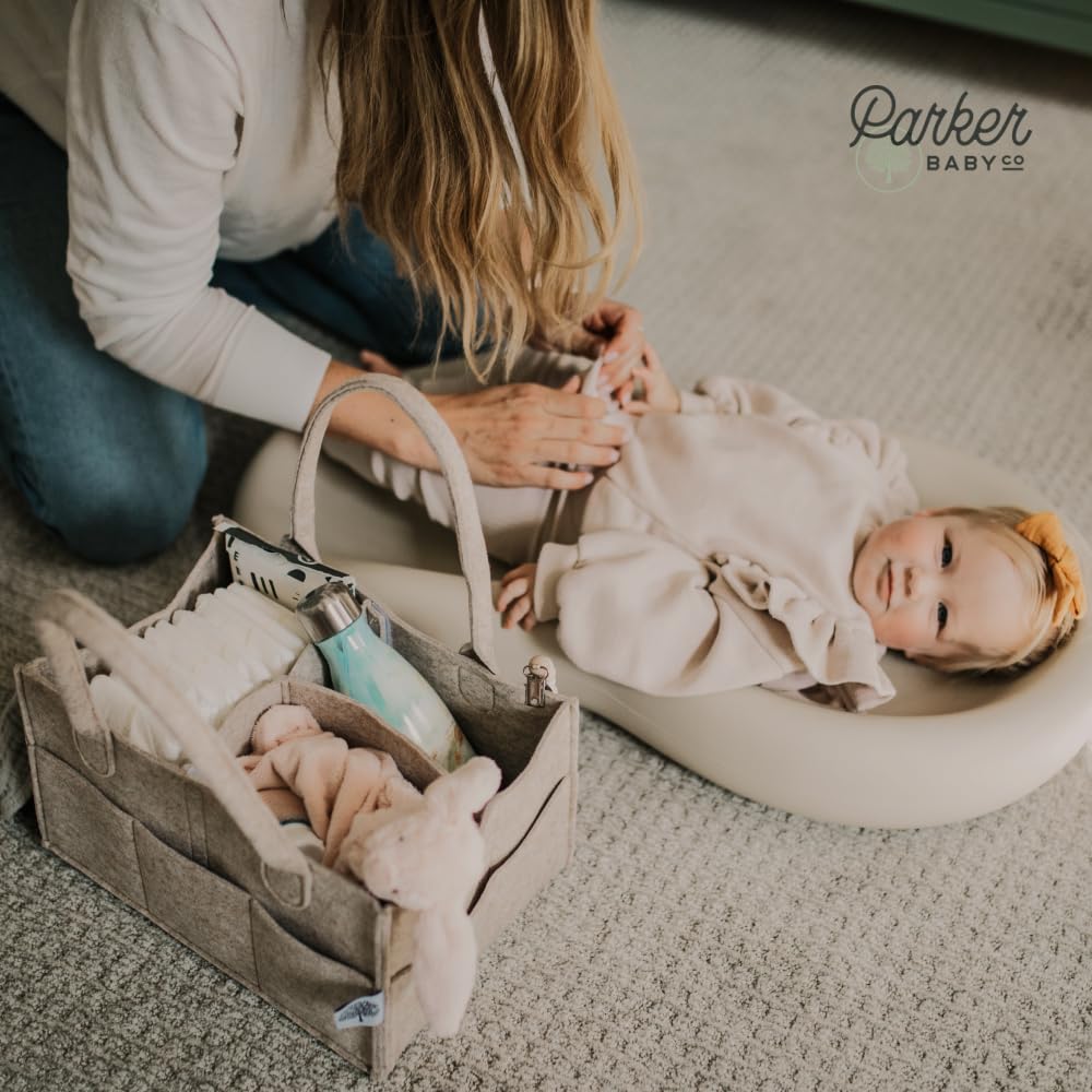 Parker Baby Diaper Caddy - Nursery Storage Bin and Car Organizer for Diapers and Baby Wipes - White, Large