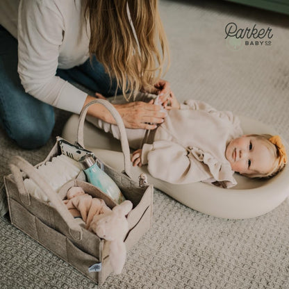 Parker Baby Diaper Caddy - Nursery Storage Bin and Car Organizer for Diapers and Baby Wipes - White, Large