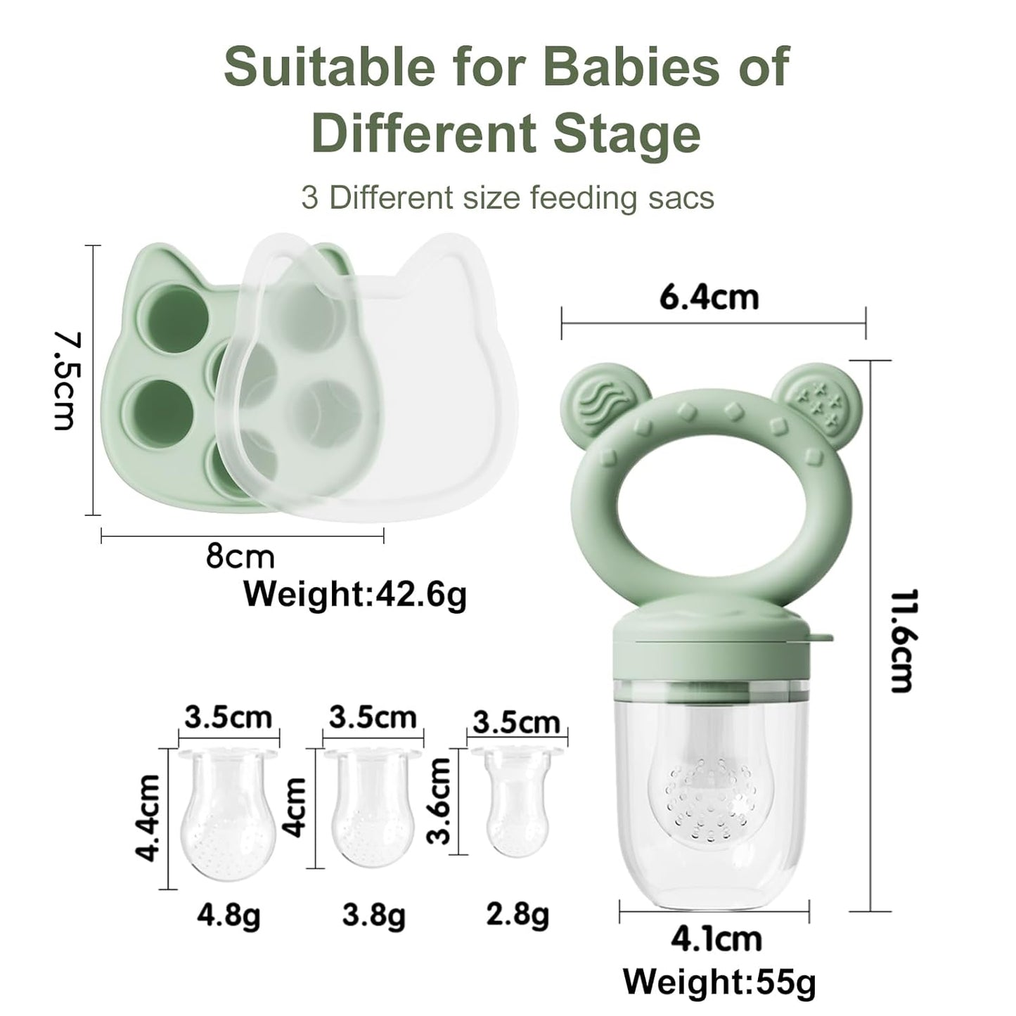WAJIAYON Baby Breastmilk Popsicle Molds & Baby Fruit Feeder (4 Pack), Infant Food Freezer Tray Storage Containers, Silicone Teething Pacifier Feeder and Teether for Babies,Boys and Girls-Pink&Purple