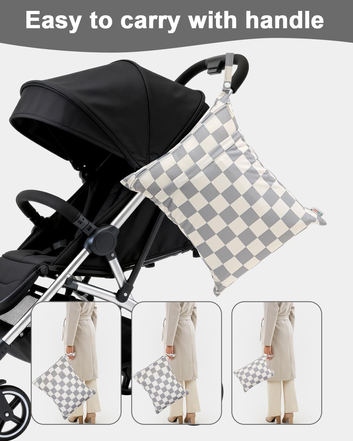 ALVA ALVABABY 3 Cloth Diaper Wet Dry Bags Waterproof Reusable with Two Zippered Pockets Travel Beach Pool Daycare Soiled Baby Items Yoga Gym Bag for Swimsuits or Wet Clothes Small medium Large - Colors A
