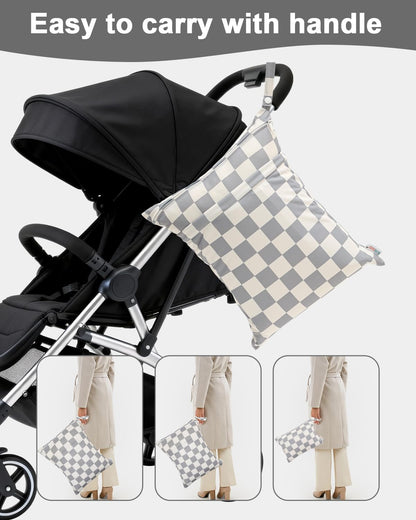 ALVA ALVABABY 3 Cloth Diaper Wet Dry Bags Waterproof Reusable with Two Zippered Pockets Travel Beach Pool Daycare Soiled Baby Items Yoga Gym Bag for Swimsuits or Wet Clothes Small medium Large - Colors A