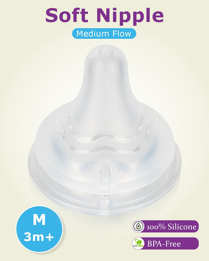 Silicone Nipple for Pigeon Bottle,Size M,Medium Flow Baby Bottle Nipples,3m+ 6 Count