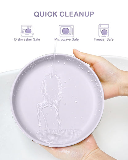 Classic Toddler Plates with Suction (3 Pack), Non Toxic & BPA Free Silicone Suction Plates for Baby Toddler Kids, Non Slip Baby Dinner Dishes Microwavable & Dishwasher Safe