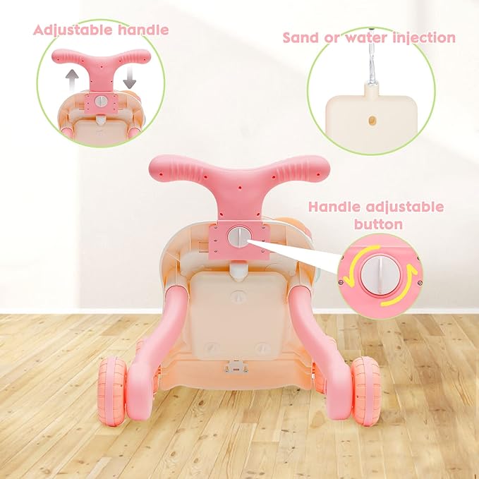 3 in 1 Baby Walker and Activity Center for Girl, Sit to Stand Learning Walk, Early Educational Push Toys with Panel for Infant Toddlers Push Toys Gifts for Girl