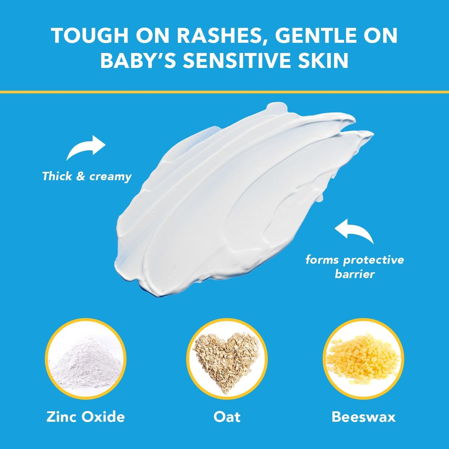 Triple Paste Diaper Rash Cream for Baby - 3 oz Tube – Zinc Oxide Ointment Treats, Soothes & Prevents Diaper Rash, Pediatrician-Recommended Hypoallergenic Formula, Baby Essentials for Daily & Overnight