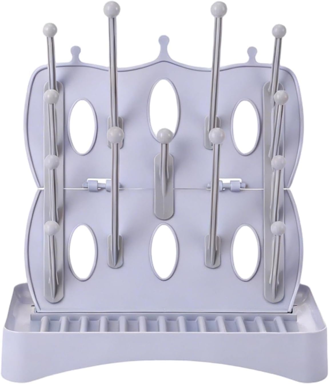Portable Bottle Drying Rack with Drain Mat, Foldable & Space Saving Drying Rack for Baby Bottles, Pump Parts,Cups,Pacifiers, and Reusable Ziplock Dryer Rack(Grey Drying Rack with Drain Mat)