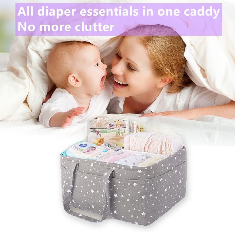 Pink Diaper Caddy Organizer for Baby Girl-Large Portable Diaper Caddy Basket for Changing Table-Diaper Organizer Caddy-Car Travel Tote Bag-Newborn Registry Baby Shower Basket for Diapers & Wipes