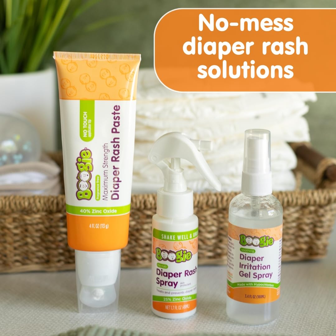 Boogie Diaper Rash Cream Spray for Baby, Travel Friendly No-Rub Touch Free Application for Sensitive Skin, Over 200 Sprays per Bottle, 1.7 oz (Pack of 1)