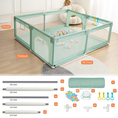 COMOMY Playpens for Babies and Toddlers, Small Baby Play Pens, Activity Center for Safe and Non-Slip Baby Fence, Full Mesh Design, Indoor & Outdoor Kids Activity Center (Dark Grey, 36"x36")