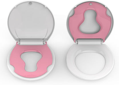Toilet Seat Round,Toilet Seat with Toddler Seat Built in, Potty Training Toilet Seat Round Fits Both Adult and Child, with Soft Close,Easy Install and Clean - White, Round