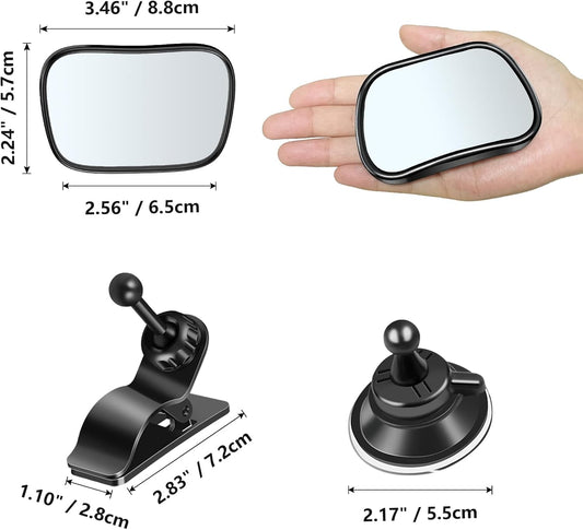 360 Adjustable Rearview Mirror for Rear Facing Infant - Suction Cup & Clip Car Visor Safety Mirror for SUV, Trucks