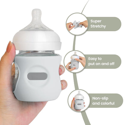 3 Pack Silicone Sleeves for Philips Avent Natural Glass Baby Bottles, Food Grade Silicone Anti Breakage Baby Bottles Holder, Compatible with Philips Avent Glass Natural Baby Bottle 8oz