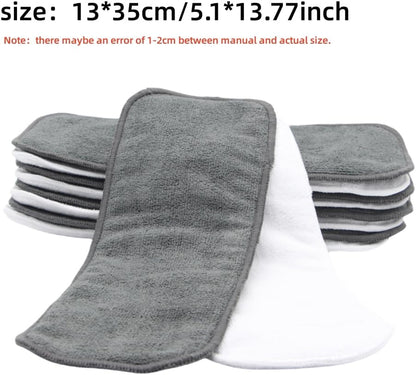 10pcs Reusable Soft 3 Layers Inserts for Baby Cloth Diaper,High Absorbing Washable Liners (10pcs-Grey Inserts)